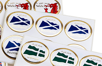 32mm Round Gift Label - A Gift from Scotland - (250pcs) - Premium Quality Printed and Foiled Self-Adhesive Paper Label Blue and White 32mm sized Round Gift Label - Self-Adhesive Label Ideal for Extra Special occasions