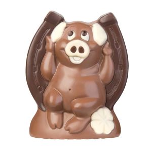 Chocolate World Hollow Figure Moulds - HB8072 - Good-Luck Pig + Horseshoe 120mm - 120x100xN/Amm