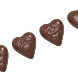 Chocolate World Frame Moulds - CW1579 - Heart Smiley 3 Fig. - 7gm - 33x33x10mm