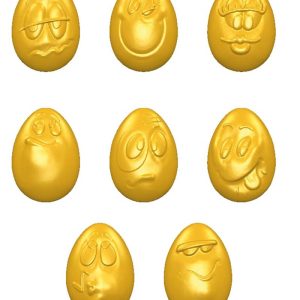 Chocolate World Frame Moulds - CW1580 - Egg Smiley 33mm 8 Fig. - 5.5gm - 33x23x12mm