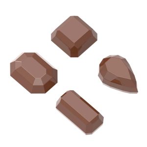 Chocolate World Frame Moulds - CW1632 - Gems 4 Fig. - 5gm - 35x20x26mm