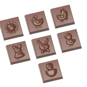 Chocolate World Frame Moulds - CW1641 - Caraque Easter 7 Fig. - 9gm - 31x31x9mm