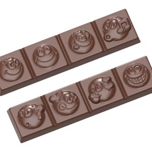 Chocolate World Frame Moulds - CW1649 - Strip Smiley 2 Fig. - 17gm - 97x24x8mm