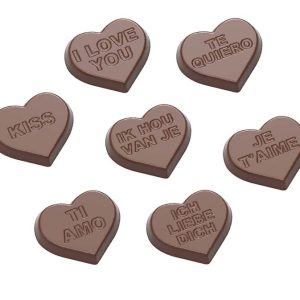 Chocolate World Frame Moulds - CW1658 - Hearts 7 Fig. - 4gm - 26x30x7mm