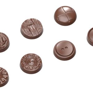 Chocolate World Frame Moulds - CW1662 - Buttons 7 Fig. - 5gm - 31x31x8mm