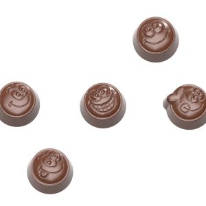 Chocolate World Frame Moulds - CW1671 - Smiley Praline 5 Fig. - 9.5gm - 30x30x15mm