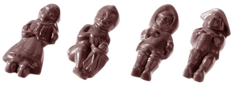 Chocolate World Frame Moulds - CW2030 - Traditional Costumes 8 Fig. - 4gm - 46x21x7mm