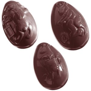 Chocolate World Frame Moulds - CW2198 - Egg Hare 74mm 8 Fig. - 60gm - 74x48x26mm