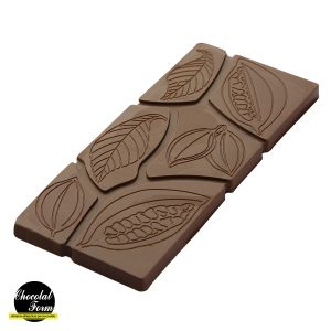 Chocolate World Frame Moulds - CWI_CF0810 - Tavolet 50 Gr Leaves And Cocoa Bean - 50gm - 118x50x8mm